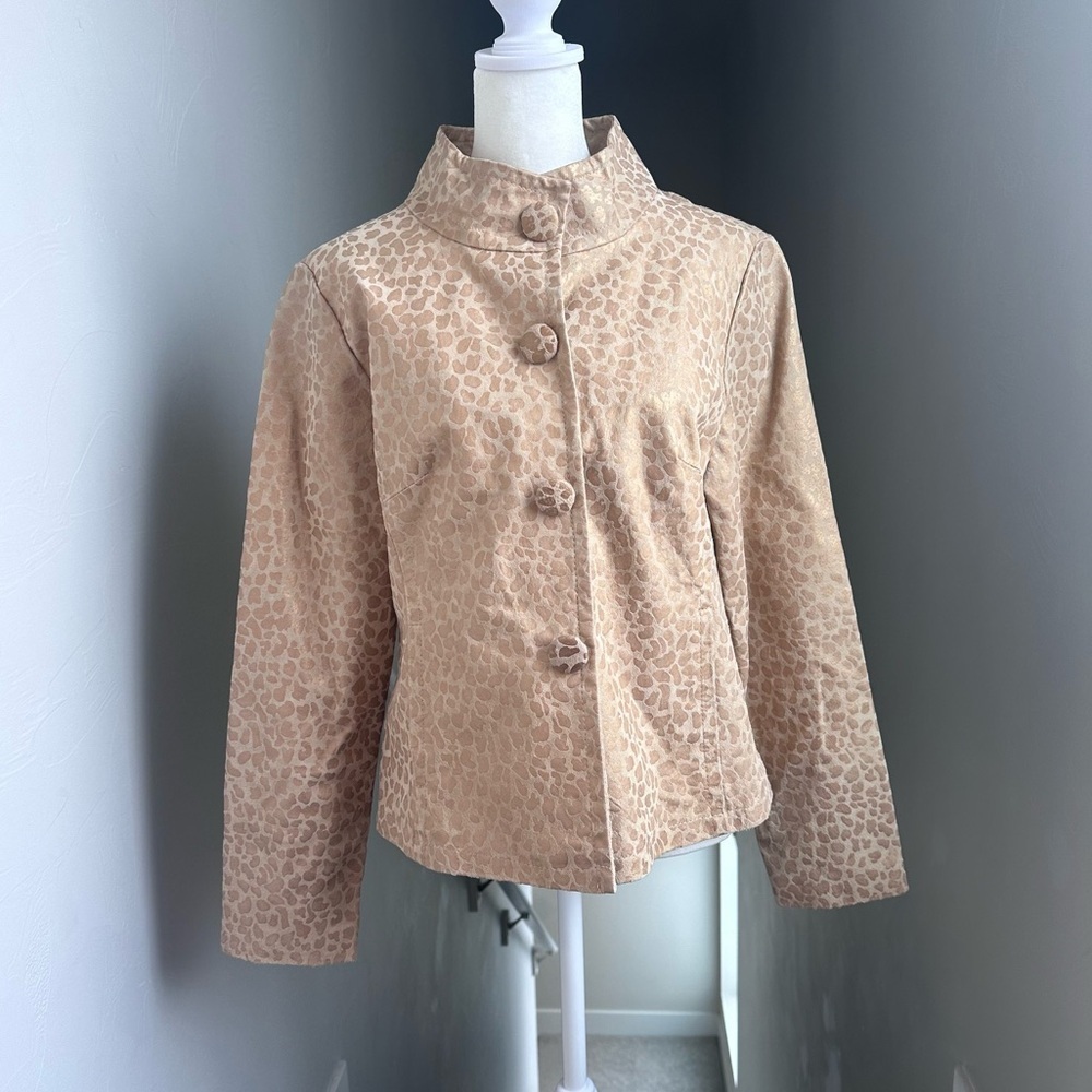 LAL Live a Little Vintage Y2K Tan Leopard Print Leather Jacket Size Medium